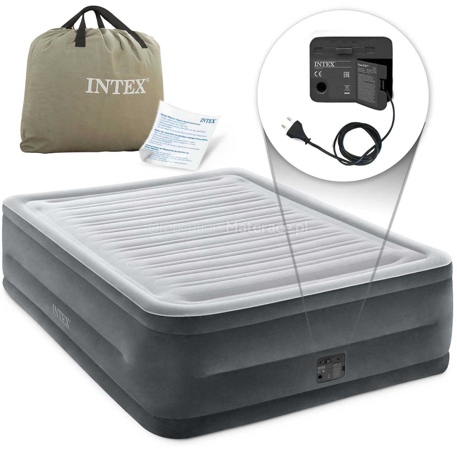Materac dmuchany 203x152x56cm z wbudowaną pompką elektryczną INTEX 64418
