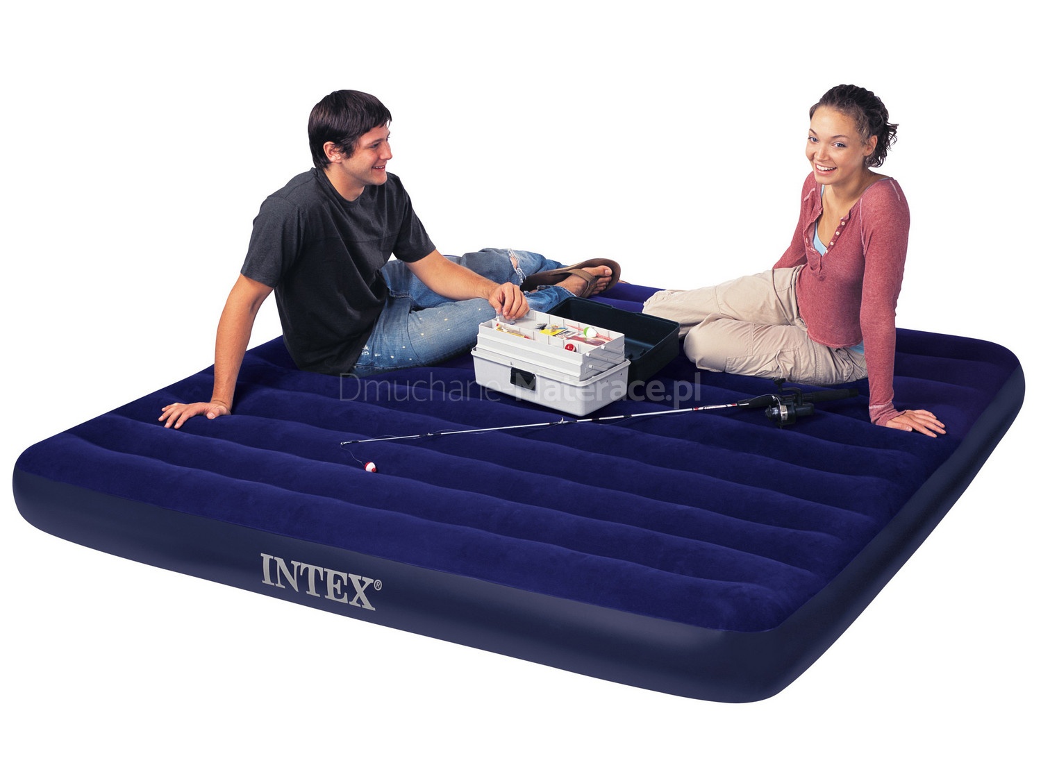 Materac welurowy King 203 x 183 x 22 cm INTEX 68755 + pompka 68612