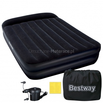 Materac welurowy wysoki z pompką 203 x 152 x 39 cm Bestway 67345