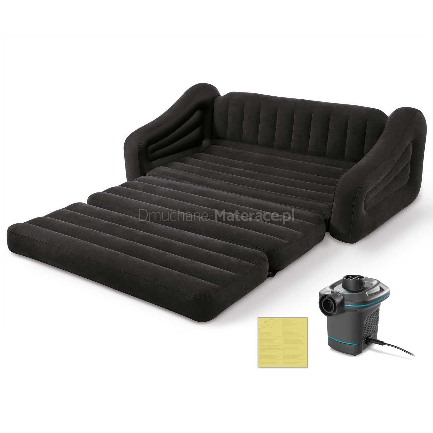 Sofa materac welurowy 2w1 Intex 68566+Pompka 66640